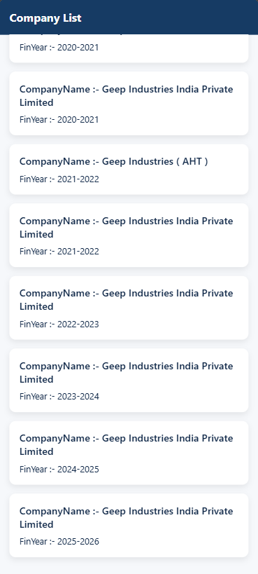 Company List screen