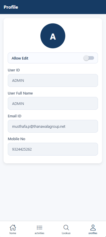 Profile screen